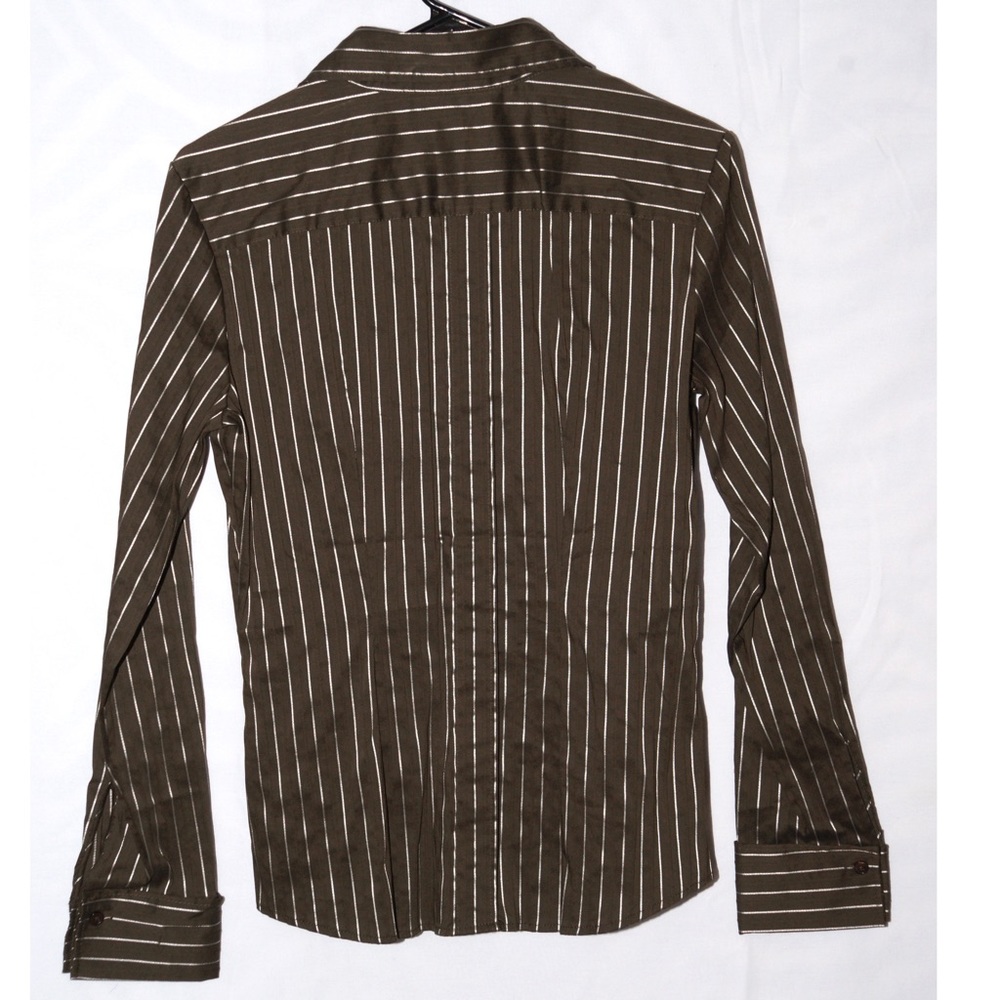 NY&C brown and silver striped button up shirt NWT - Picture 3 of 3